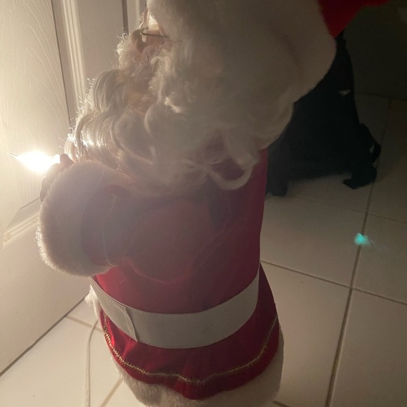 Vintage 30" Animated and Lighted Santa Figure Fabric and Fake Fur Curls too! - Picture 5 of 7